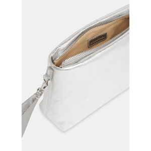 Whistles Avah Silver Zip Top Clutch